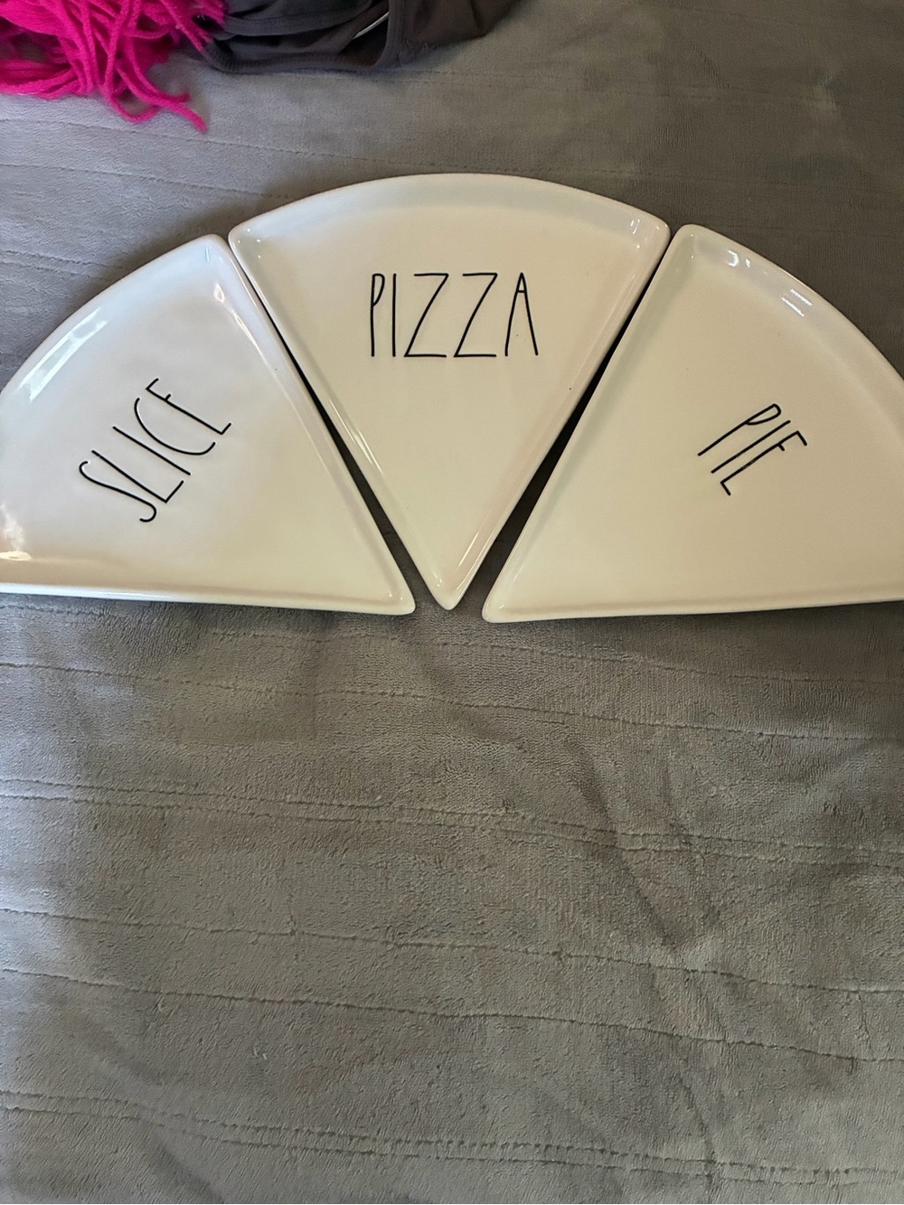 Rae Dunn White Ceramic Pizza Slice Plates - Set of 3